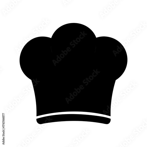 Chef's hat symbol in solid black color for cooking, culinary or restaurant