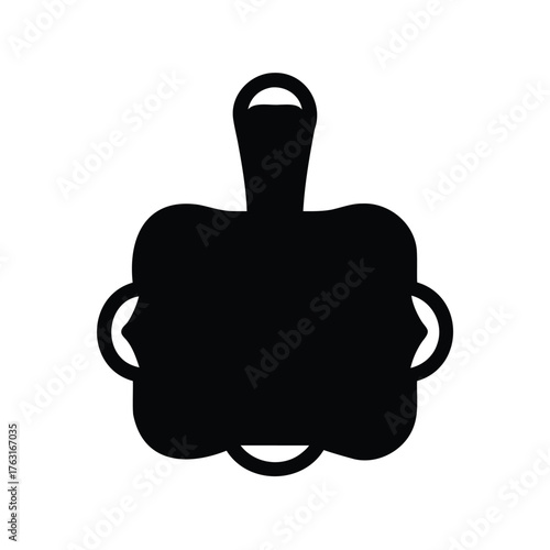Simple and elegant black and white icon of a stylized tambourine shape
