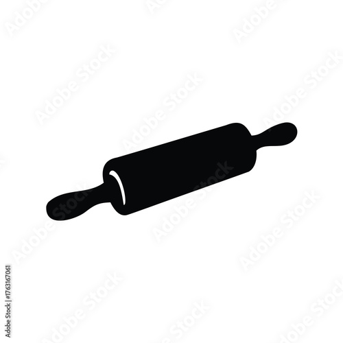 Rolling pin illustration for baking pastry and preparing dough, black silhouette