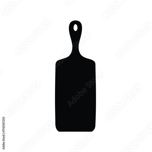 Isolated black silhouette of a simple cutting board on white background