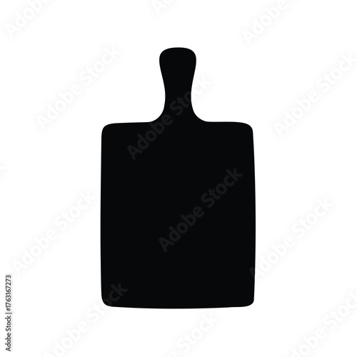 Simple black silhouette of a wooden cutting board with a handle shape