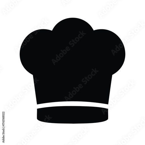 Simple Black Chef's Hat Illustration on a White Background, Elegant Icon