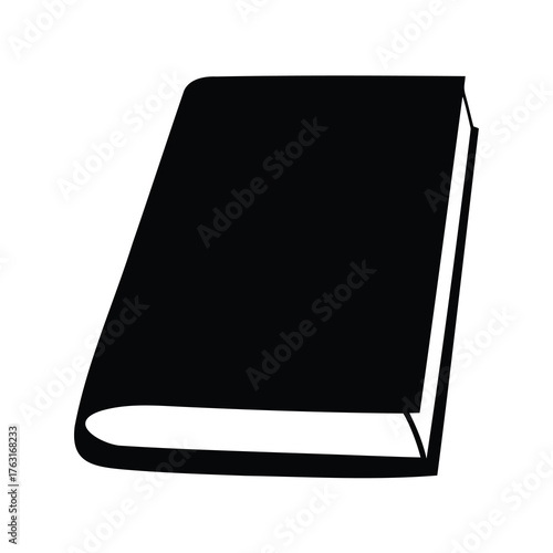 Simple black book illustration with a blank cover on white background