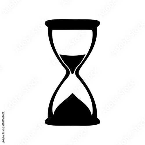 Silhouette of hourglass representing time running out in simplistic design