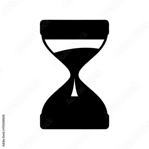 Black hourglass icon representing time passing, deadlines, and scheduling concept