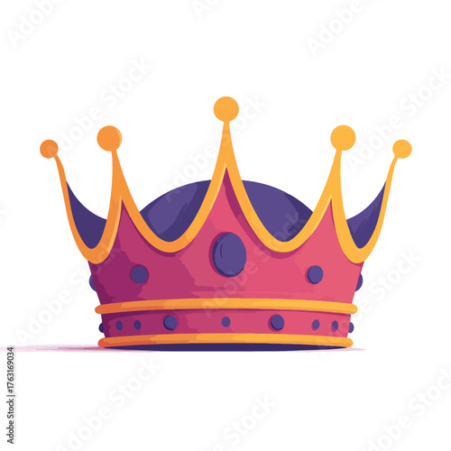 Royal king crown illustration with ornate details isolated on white background