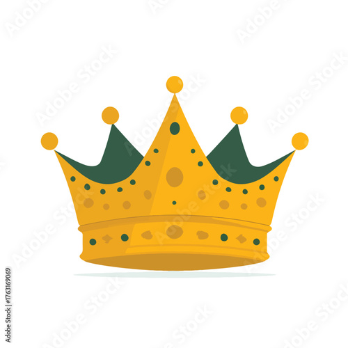 Royal king crown emblem with jewels isolated on white background