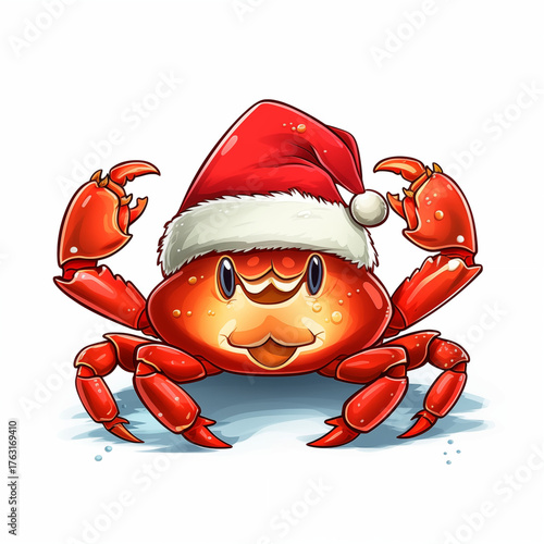 Crab wearing a Santa hat