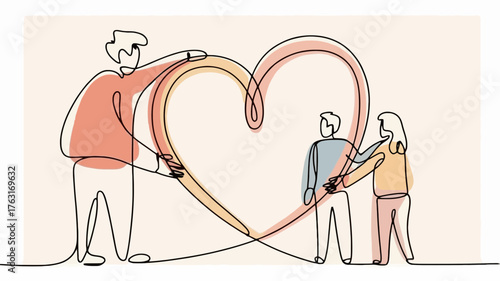 Family creates heart shape together