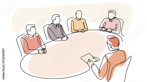 Diverse group of people in a meeting around a table