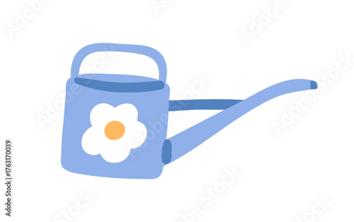 Watering pot, can with spout. Cute garden tool for plant care, spraying in ho...