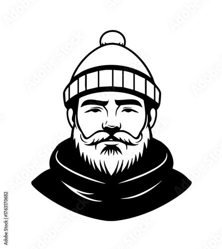 Fisherman face simple black vector, illustration,