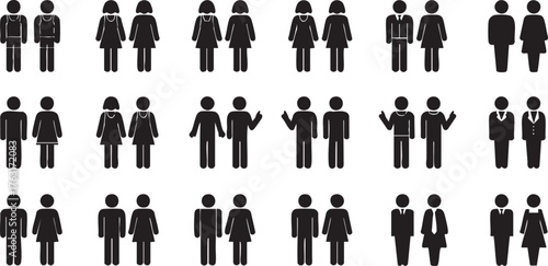 Set of 18 Paired Male and Female Icons