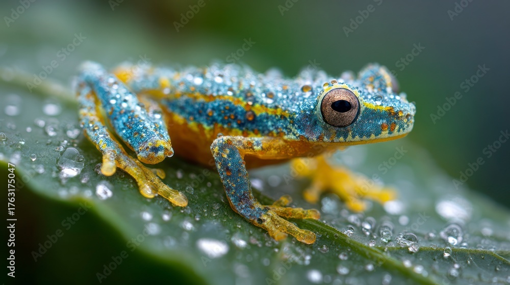 Obraz premium Colorful frog on leaf