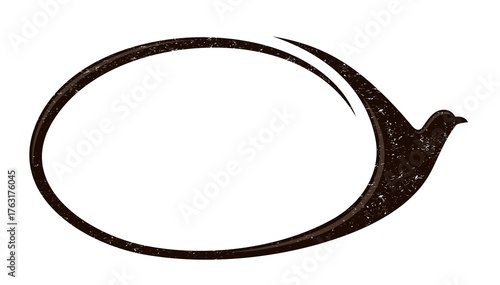 The round frame with stylized bird.