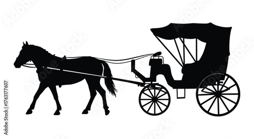 Elegant horse drawn carriage silhouette a classic and timeless design element