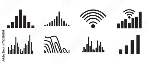 Icons of Wireless Signals and Data Bars, Technology Concept, Digital Illustration, Stylish Graphic Design vector.