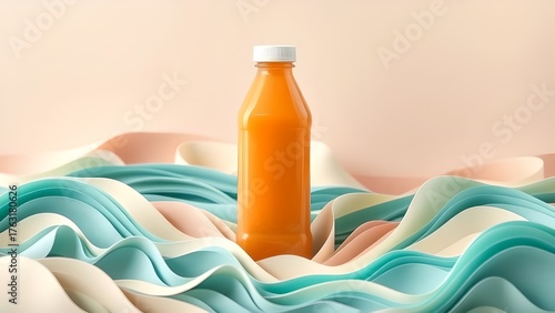 Bottle of water, oil, and towel for spa, beauty, and wellness treatment