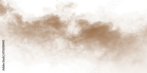 Dust sand soil smoke cloud particles isolated on transparent white background. Brown sandstorm smog sand dust explosion rising. Design elements for Compositing, covering, overlay, PNG