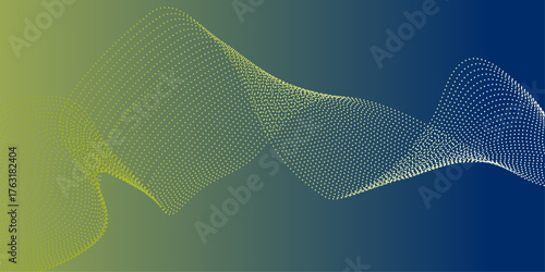 Abstract green wave blue background. Futuristic abstract background with glowing lines and high-tech vibes. Digital frequency track equalizer Stylized line art background .
