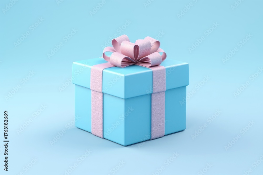 Obraz premium Blue gift box anniversary celebration decoration.