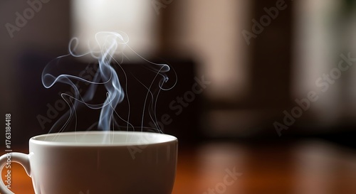Hot Coffee Cup with Steam Morning Beverage, Warm Drink, Aroma