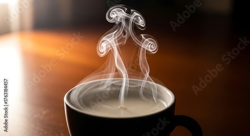 Hot Drink Steam Coffee, Tea, or Beverage with Rising Vapor