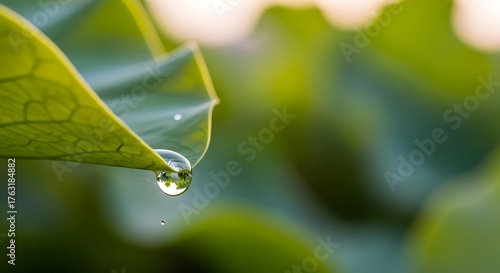 Water Drop on Leaf Freshness, Nature, Green, Macro