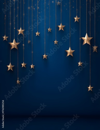Golden Stars on Dark Blue Background