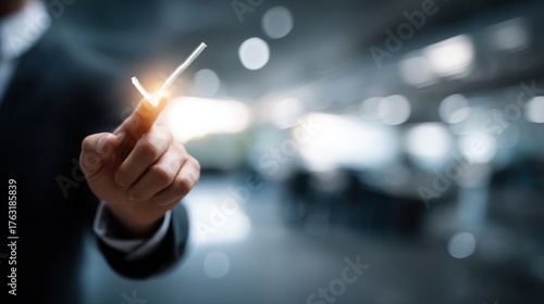 Professional Hand Holding Glowing Eco Digital Hologram Concept