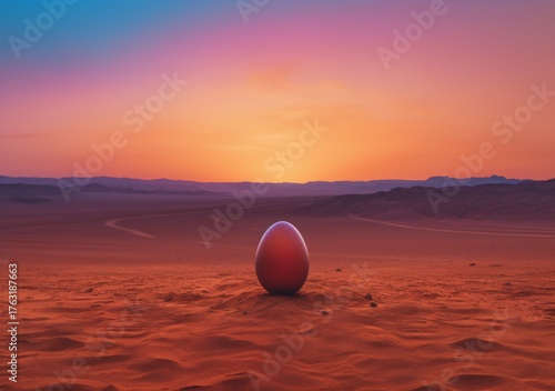 Wallpaper Mural egg red sunset on the beach Torontodigital.ca