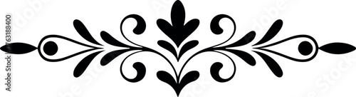 Elegant Vector Floral Divider Element - Ornate Swirl Design. Classic Flourish Ornament - Vintage Calligraphic Page Separator. Royal or Wedding Themed Horizontal Filigree Element. 