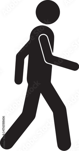 Black silhouette of a walking person icon on a white background figure also transparent background