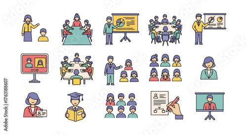 Set of business people icons isolated on white background vector illustration