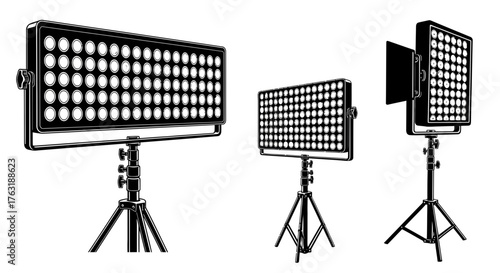 Led panel light on stand isolated on white background
