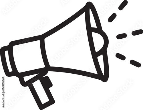 Megaphone icon with sound waves emanating from the bell loudspeaker announcement also transparent background