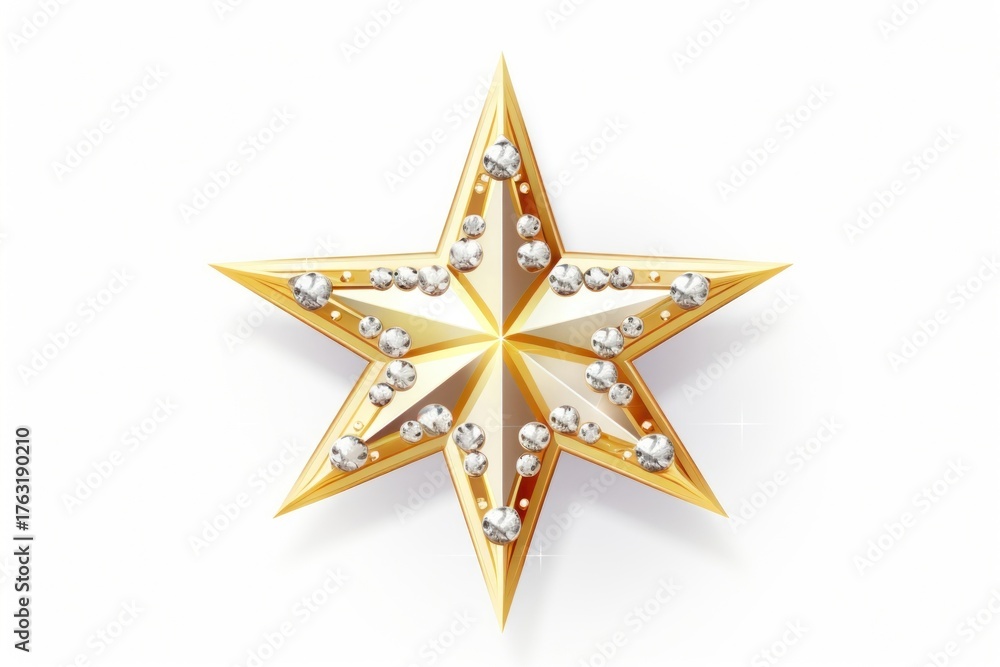 Obraz premium Golden star white background celebration accessories.