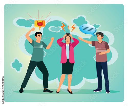 Youth violence concept. Tense Moments Due to Differences of Opinion.