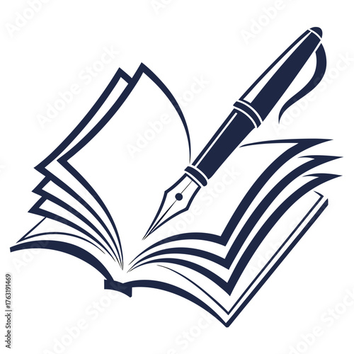 Vector art of book and fountain pen