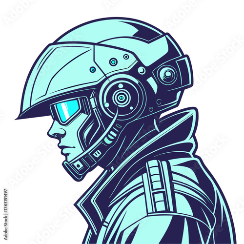 Vector art of cyberpunk helmet