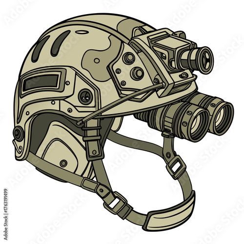 Vector art of camouflage tactical helmet design