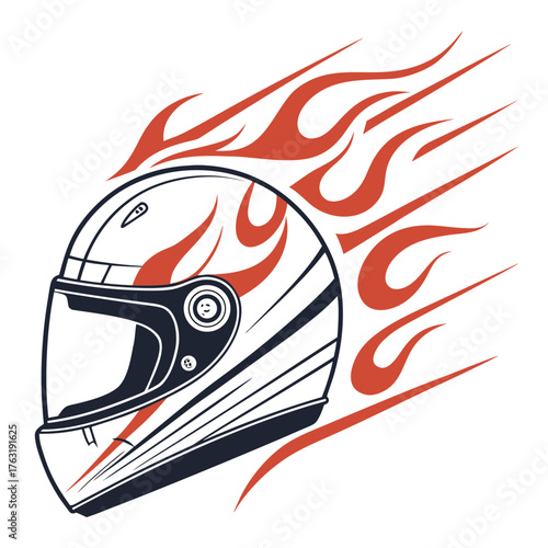 Vector art of helmet with flames
