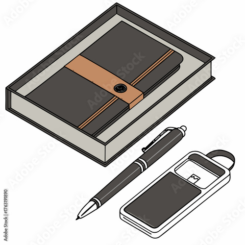 Vector art of stationery set on
