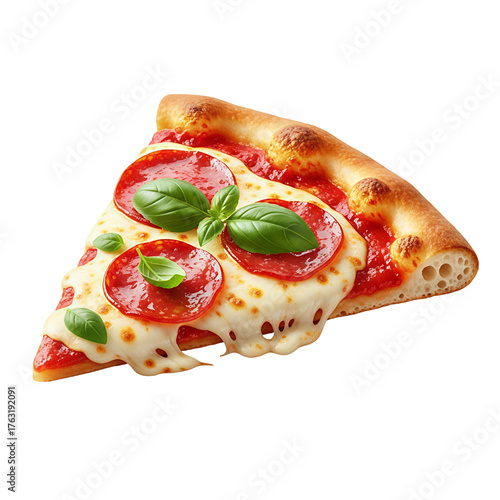 Pepperoni Pizza Slice Melted Mozzarella Cheese Transparent Background PNG
