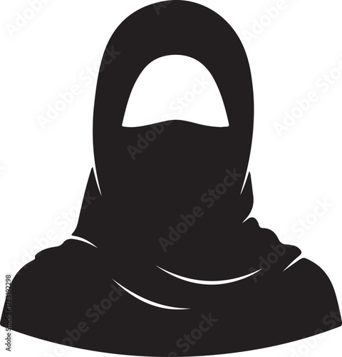 Silhouette of a woman wearing a hijab and niqab on a white background muslim also transparent background