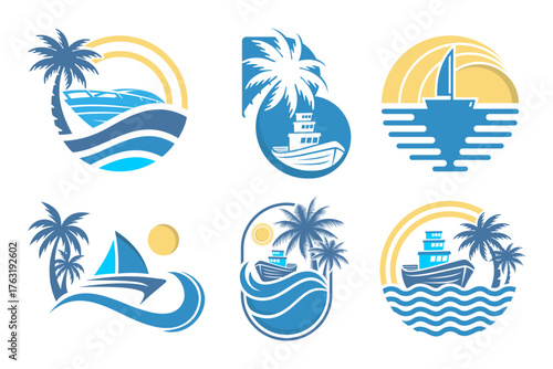 Boat Logo Design Graphic . vector illustration