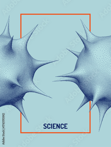 Virus particle. Pathogen organism. Deformed sphere. Background for medicine or science. 3D vector illustration for brochure, poster, cover, card, presentation, flyer or banner.
