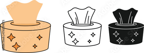 Tissue box illustration vector graphic icon set collection