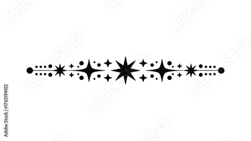 Elegant, decorative starburst divider with sparkling accents for festive design elements