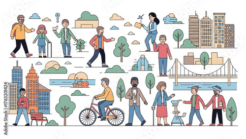 Urban Dwellers People Enjoying City Life